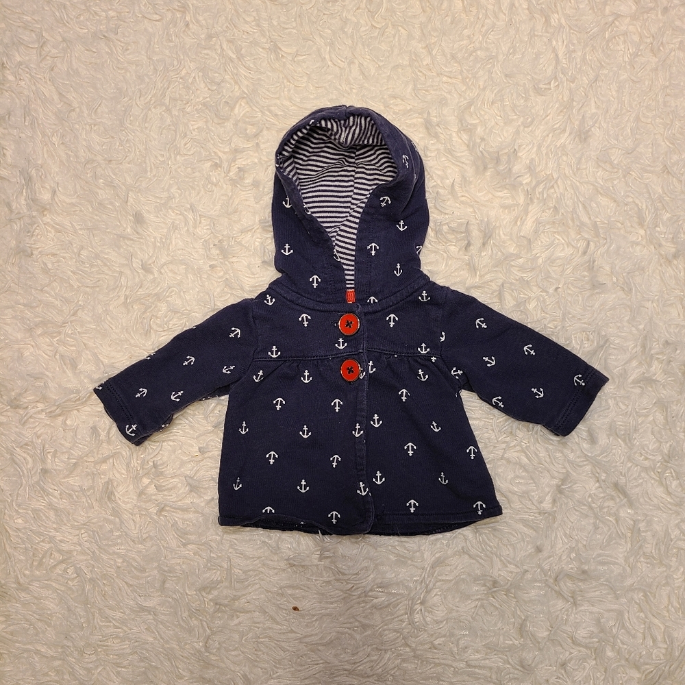 NB Carter's Anchor Navy Blue Hooded Jacket for Baby Girl